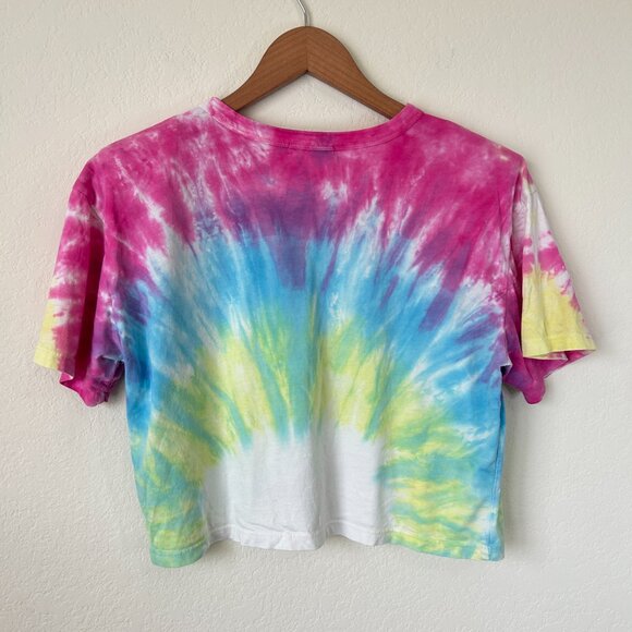525 America Top Womens XS Rainbow Tie Dye Shoulder Pad Cropped Shirt - Picture 5 of 6